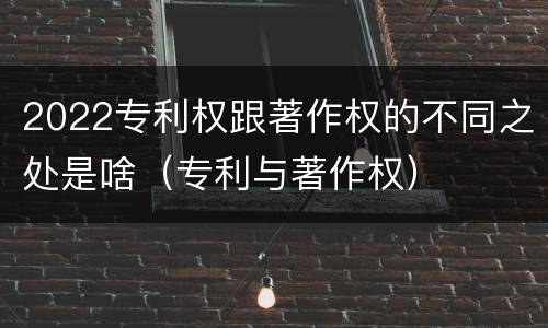 2022专利权跟著作权的不同之处是啥（专利与著作权）