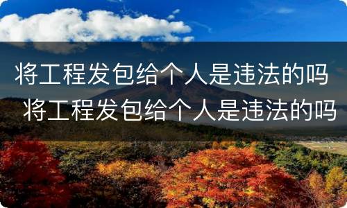 将工程发包给个人是违法的吗 将工程发包给个人是违法的吗知乎