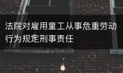 法院对雇用童工从事危重劳动行为规定刑事责任