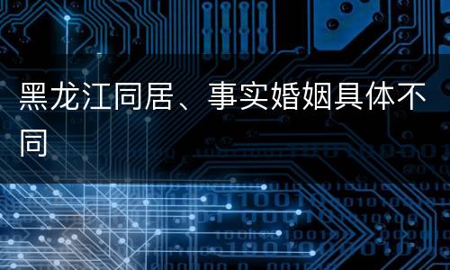 黑龙江同居、事实婚姻具体不同