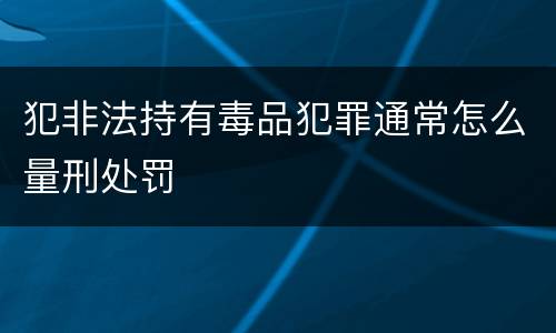 犯非法持有毒品犯罪通常怎么量刑处罚