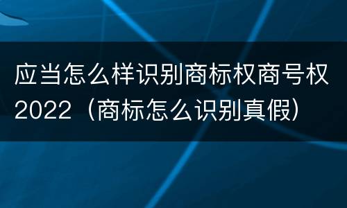 应当怎么样识别商标权商号权2022（商标怎么识别真假）