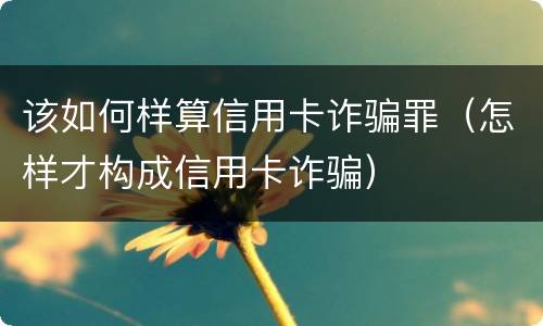 该如何样算信用卡诈骗罪（怎样才构成信用卡诈骗）