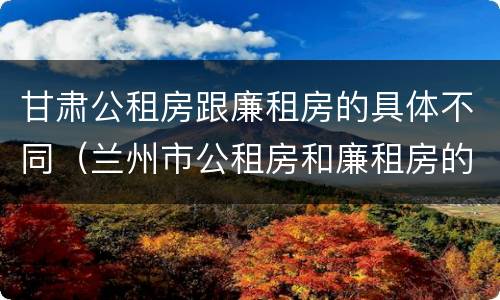 甘肃公租房跟廉租房的具体不同（兰州市公租房和廉租房的区别）