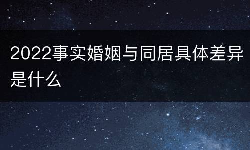 2022事实婚姻与同居具体差异是什么