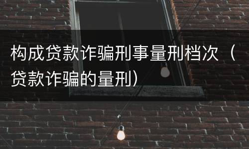 构成贷款诈骗刑事量刑档次（贷款诈骗的量刑）