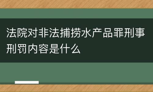 法院对非法捕捞水产品罪刑事刑罚内容是什么