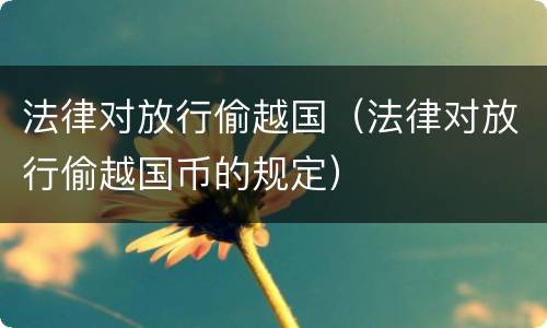 法律对放行偷越国（法律对放行偷越国币的规定）