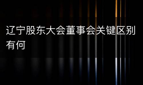辽宁股东大会董事会关键区别有何