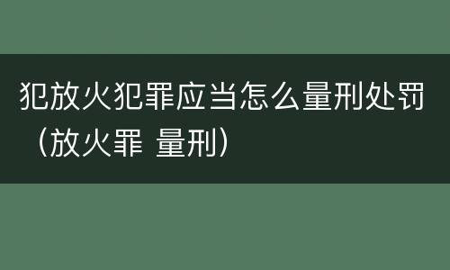犯放火犯罪应当怎么量刑处罚（放火罪 量刑）