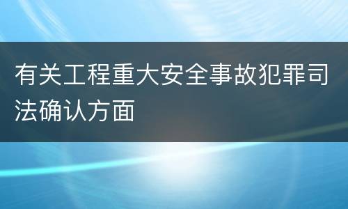 有关工程重大安全事故犯罪司法确认方面