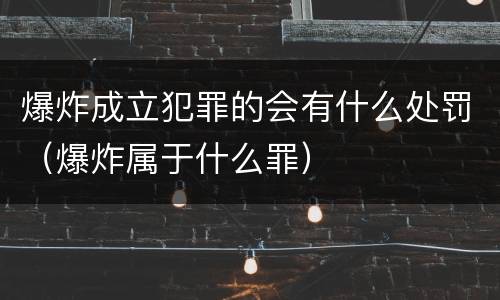 爆炸成立犯罪的会有什么处罚（爆炸属于什么罪）