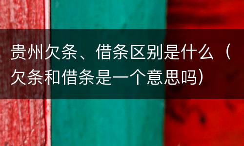 贵州欠条、借条区别是什么（欠条和借条是一个意思吗）
