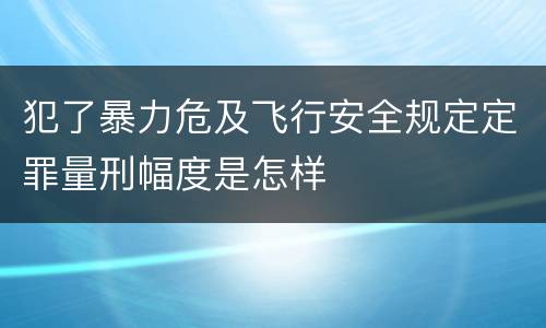 犯了暴力危及飞行安全规定定罪量刑幅度是怎样