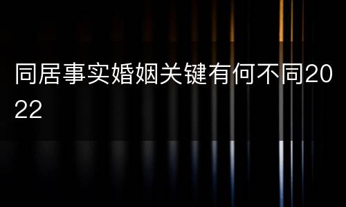 同居事实婚姻关键有何不同2022