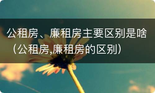 公租房、廉租房主要区别是啥（公租房,廉租房的区别）