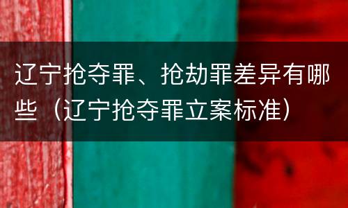 辽宁抢夺罪、抢劫罪差异有哪些（辽宁抢夺罪立案标准）