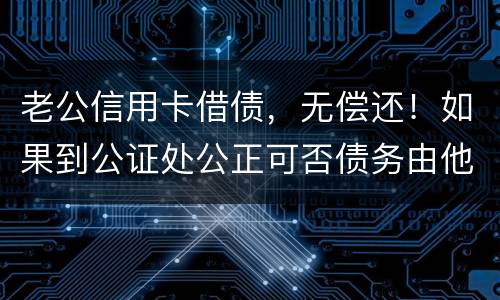 老公信用卡借债，无偿还！如果到公证处公正可否债务由他一人承受