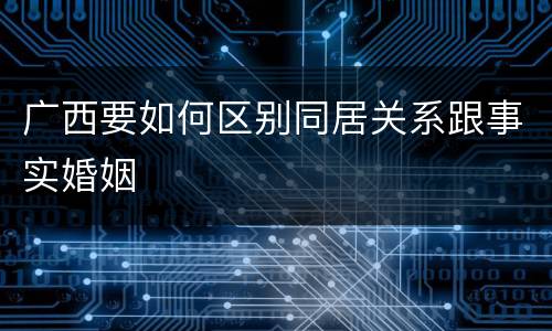广西要如何区别同居关系跟事实婚姻