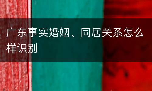 广东事实婚姻、同居关系怎么样识别