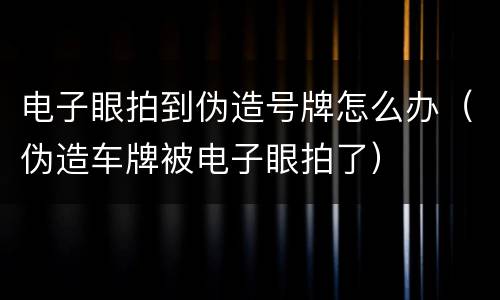 电子眼拍到伪造号牌怎么办（伪造车牌被电子眼拍了）