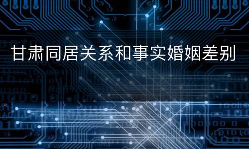 甘肃同居关系和事实婚姻差别