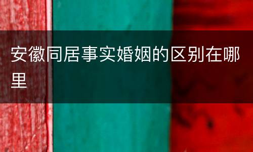 安徽同居事实婚姻的区别在哪里