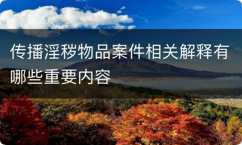 传播淫秽物品案件相关解释有哪些重要内容