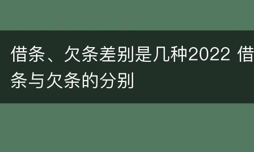 借条、欠条差别是几种2022 借条与欠条的分别