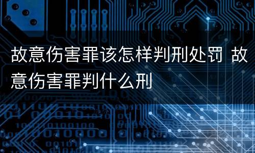 故意伤害罪该怎样判刑处罚 故意伤害罪判什么刑