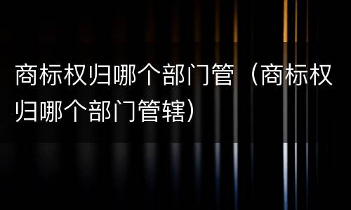 商标权归哪个部门管（商标权归哪个部门管辖）