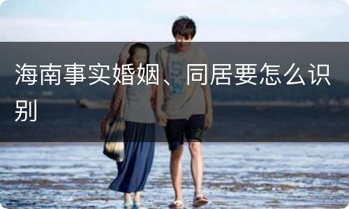 海南事实婚姻、同居要怎么识别