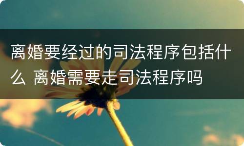 离婚要经过的司法程序包括什么 离婚需要走司法程序吗