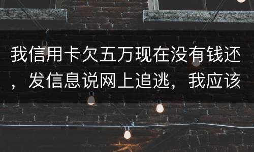 我信用卡欠五万现在没有钱还，发信息说网上追逃，我应该怎么办