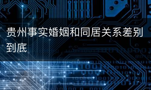 贵州事实婚姻和同居关系差别到底