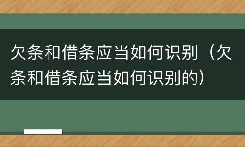 欠条和借条应当如何识别（欠条和借条应当如何识别的）
