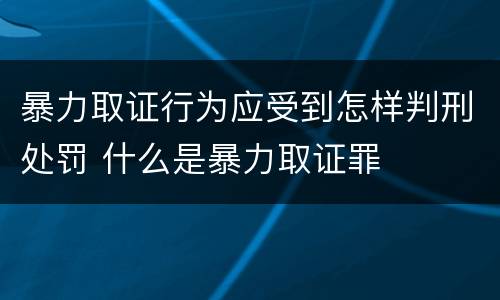 暴力取证行为应受到怎样判刑处罚 什么是暴力取证罪
