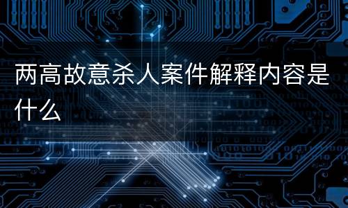 两高故意杀人案件解释内容是什么