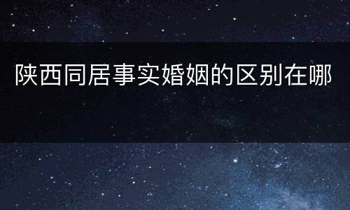 陕西同居事实婚姻的区别在哪