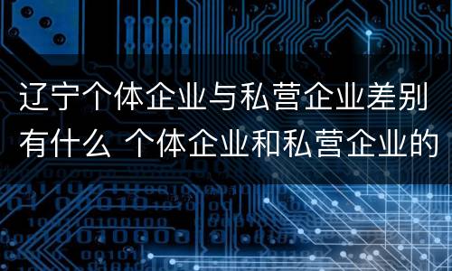辽宁个体企业与私营企业差别有什么 个体企业和私营企业的区别