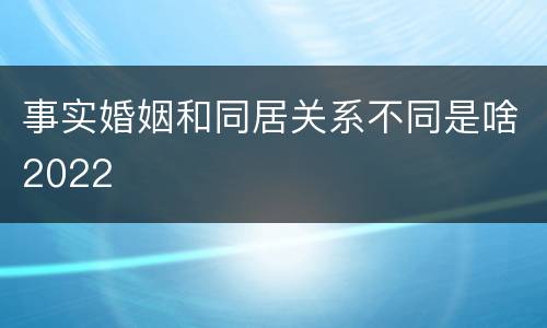事实婚姻和同居关系不同是啥2022