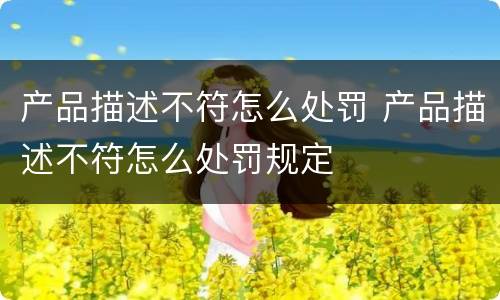 产品描述不符怎么处罚 产品描述不符怎么处罚规定