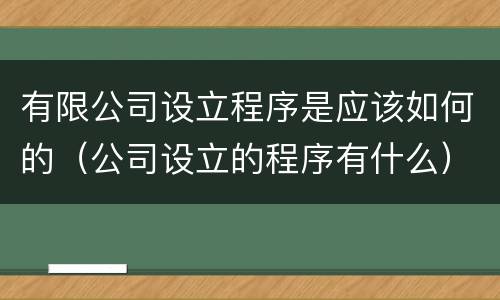 有限公司设立程序是应该如何的（公司设立的程序有什么）