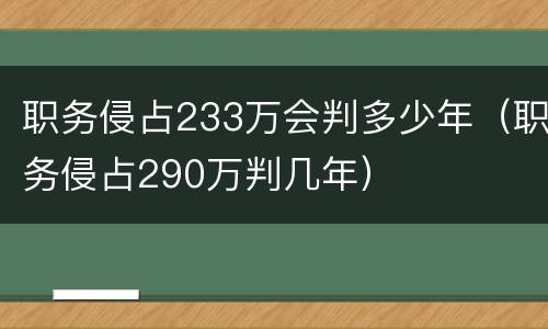 职务侵占233万会判多少年（职务侵占290万判几年）