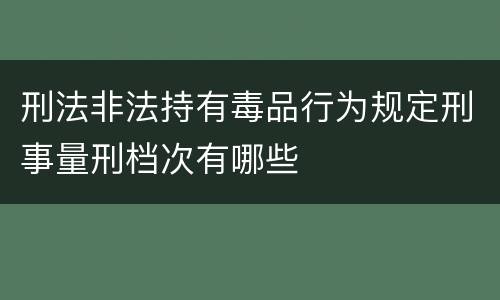 刑法非法持有毒品行为规定刑事量刑档次有哪些