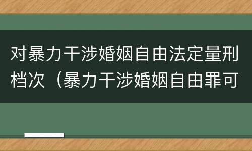 对暴力干涉婚姻自由法定量刑档次（暴力干涉婚姻自由罪可以刑事和解吗）