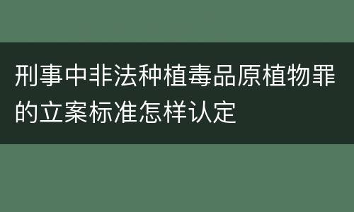 刑事中非法种植毒品原植物罪的立案标准怎样认定