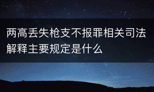 两高丢失枪支不报罪相关司法解释主要规定是什么