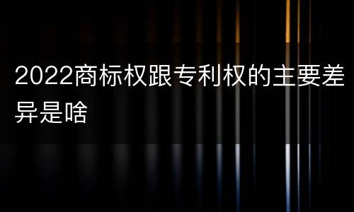 2022商标权跟专利权的主要差异是啥
