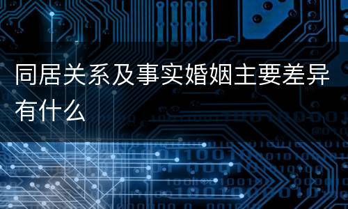 同居关系及事实婚姻主要差异有什么